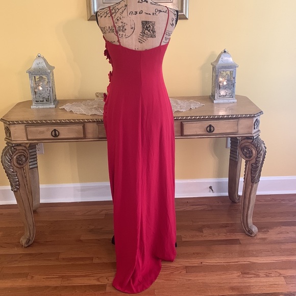BADGLEY MISCHKA Designer silk red holiday dress S; fits about a size 4 (runs sm) - Picture 4 of 11